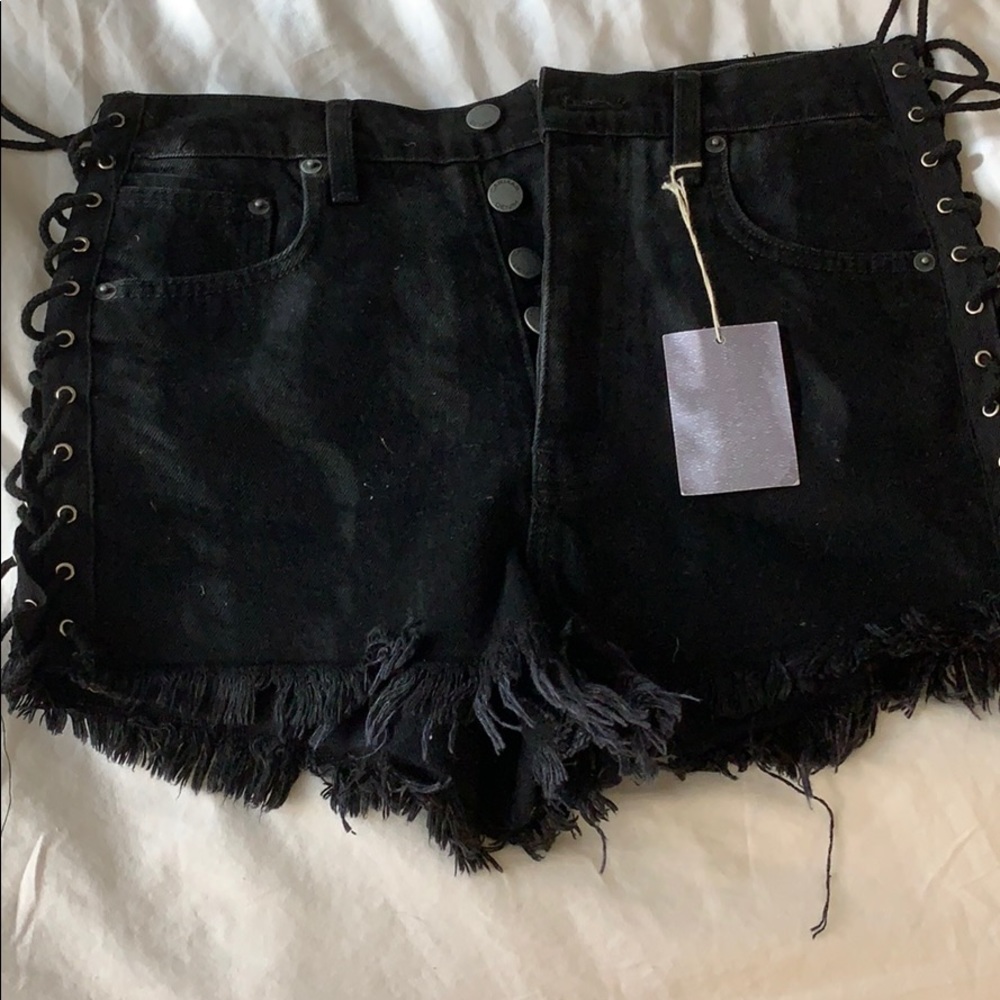 Black lace up shorts from Carmar/LF